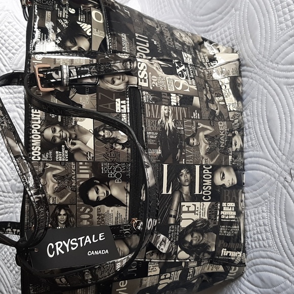 Crystale purse. Black/crea. Two straps. Novelty starlet design  Zipper o… - Picture 5 of 13